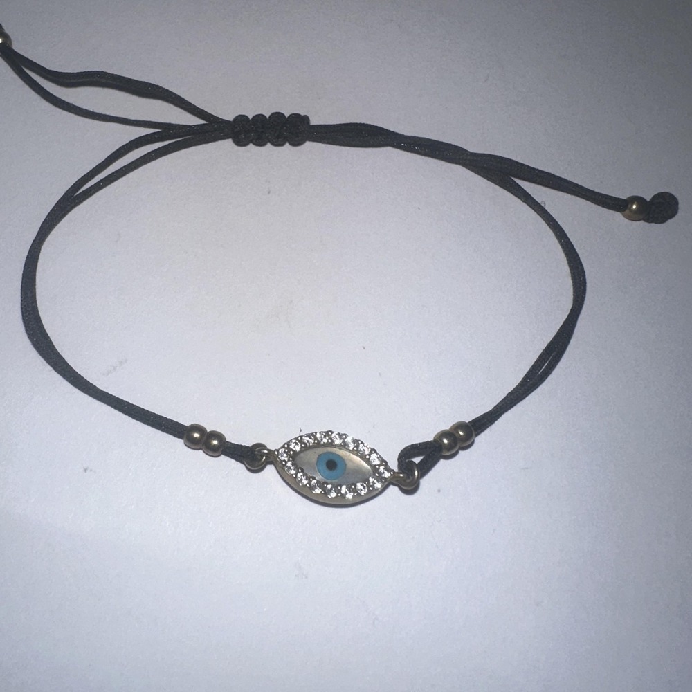 Black Cord Evil Eye Charm Bracelet Adjustable Rhinestone‎ Unisex Luck Jewelry